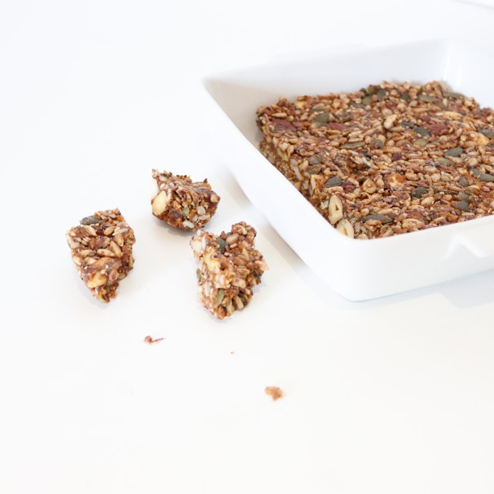 Koolhydraatarme mueslireep (muesli brokken) die ook notenvrij gemaakt kan worden!