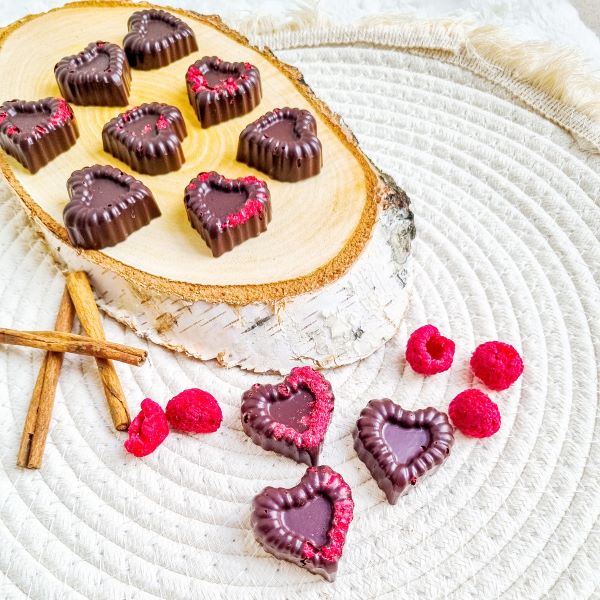 Recept gezonde pure chocolade bonbons met frambozen